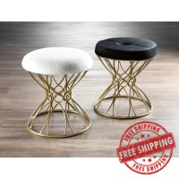 Lumisource B18-JASMINE AUVBK Jasmine Contemporary Vanity Stool in Gold Metal and Black Velvet